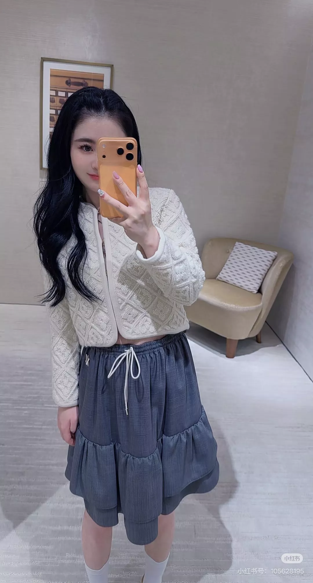 루이비통 그레이 케이크 프릴 밴딩 미니 스커트 상세 이미지 36