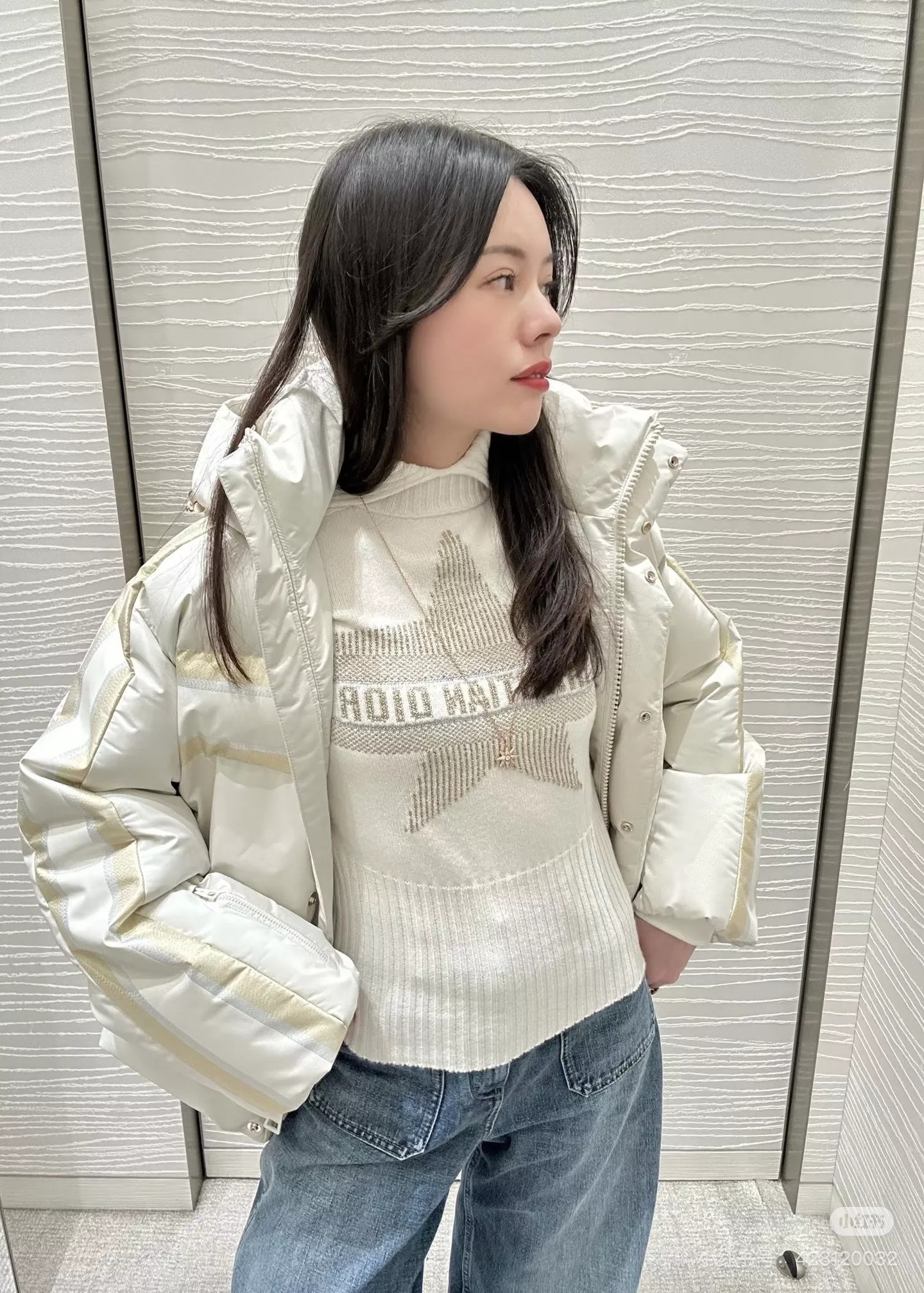 디올 골드 스타 로고 후드 하이넥 다운 재킷 상세 이미지 19