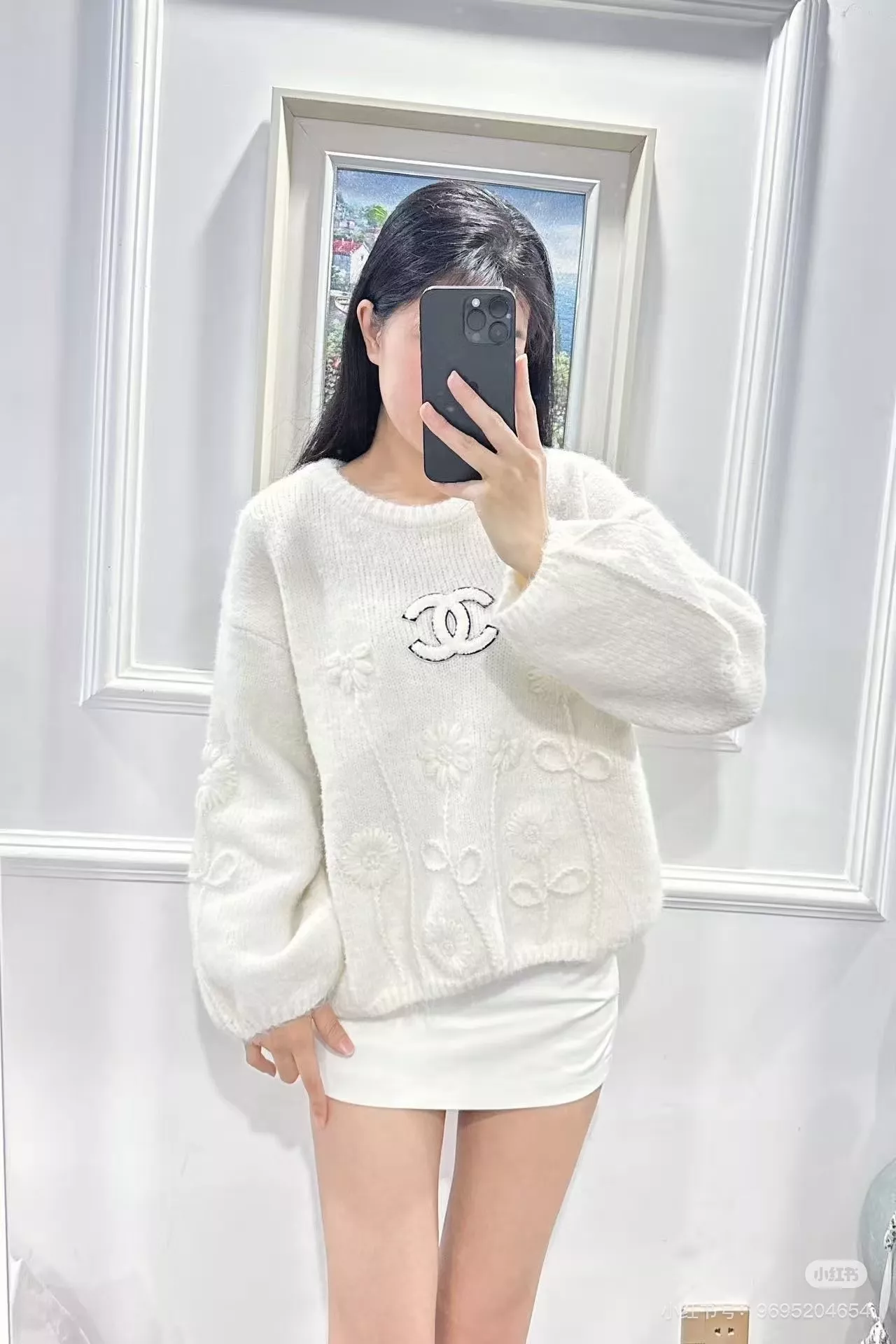 샤넬 26SS 플라워 자수 더블C 니트 풀오버 상세 이미지 22