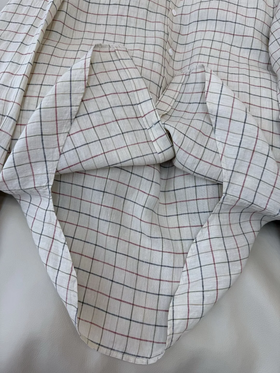 로로피아나 린넨 체크 패턴 카라 버튼 셔츠 상세 이미지 8