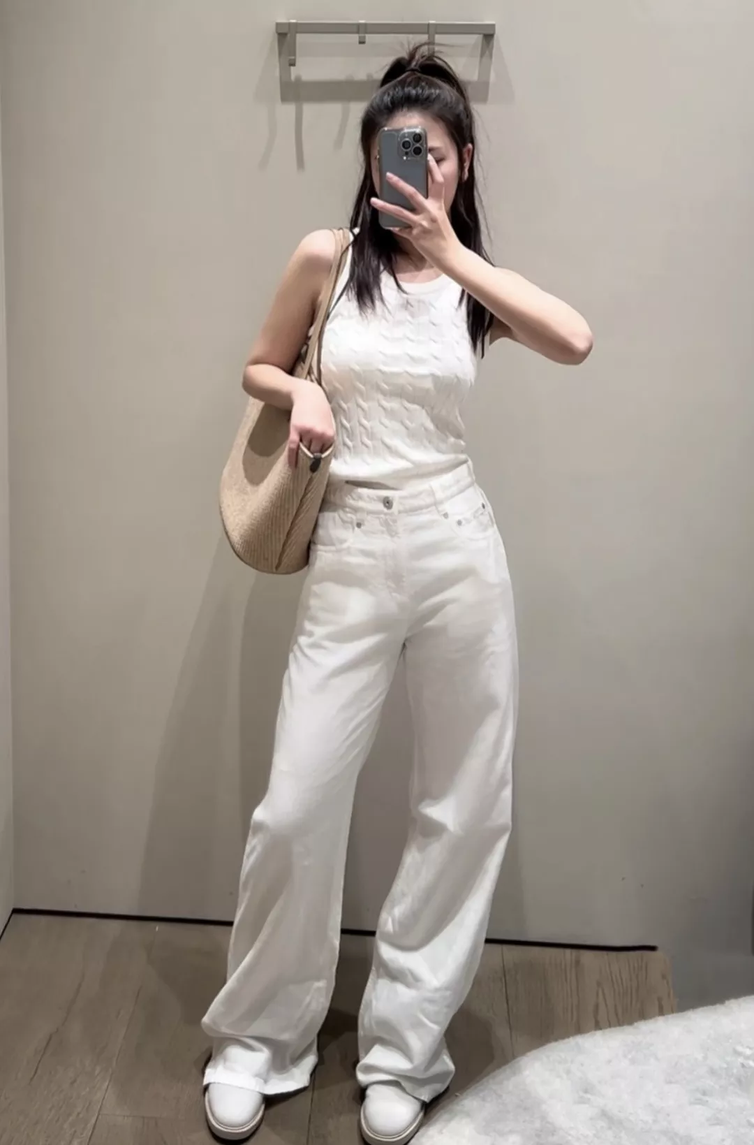 노브랜드 신상 화이트 스트레치 데님 코튼 롱팬츠 상세 이미지 15