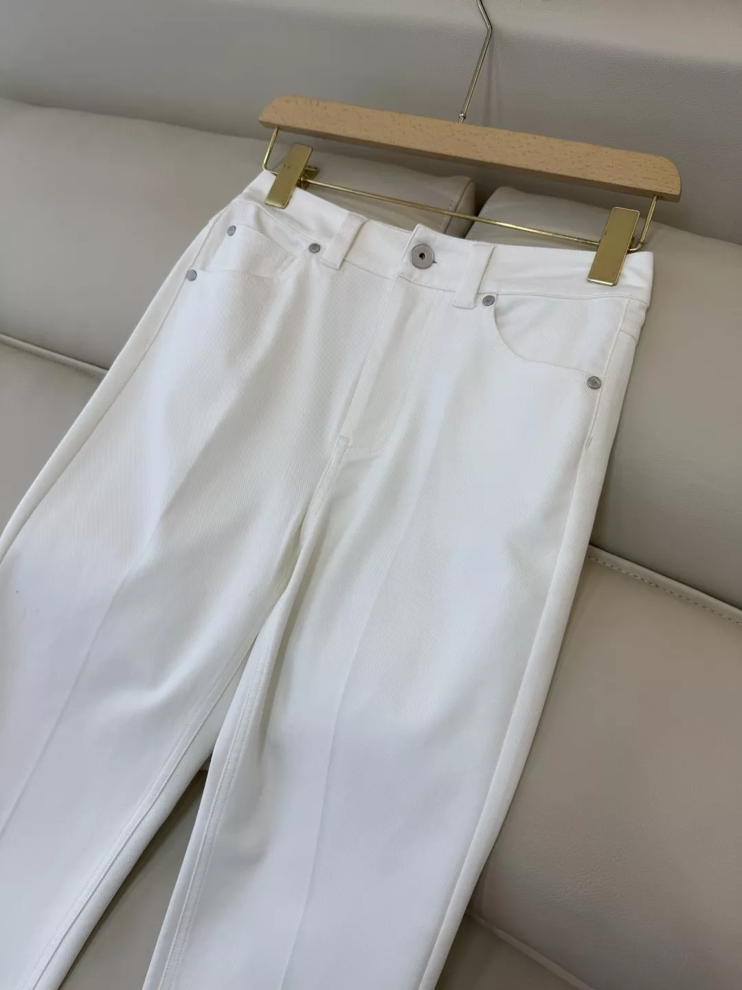 노브랜드 신상 화이트 스트레치 데님 코튼 롱팬츠 상세 이미지 6