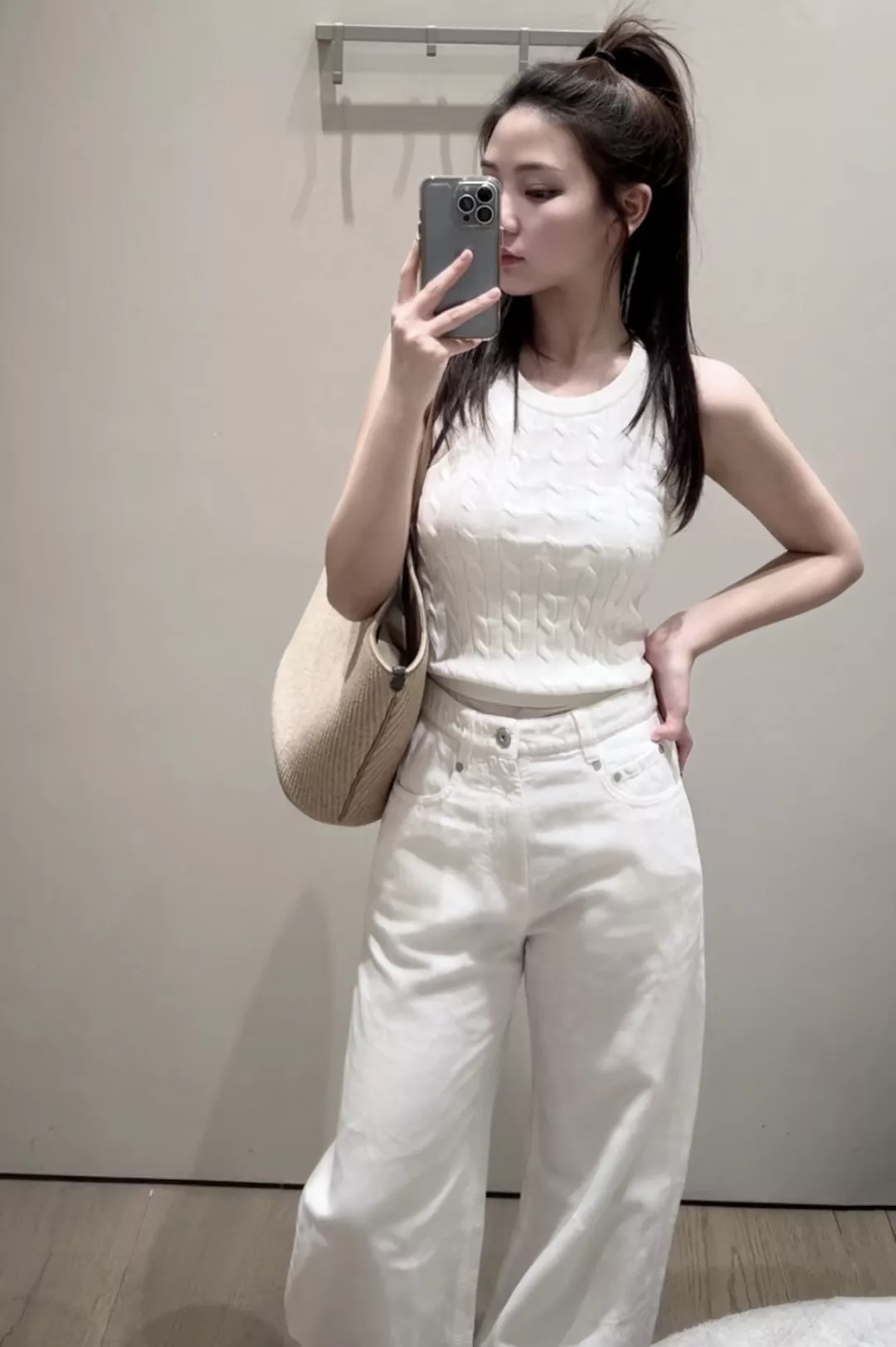 노브랜드 신상 화이트 스트레치 데님 코튼 롱팬츠 상세 이미지 16