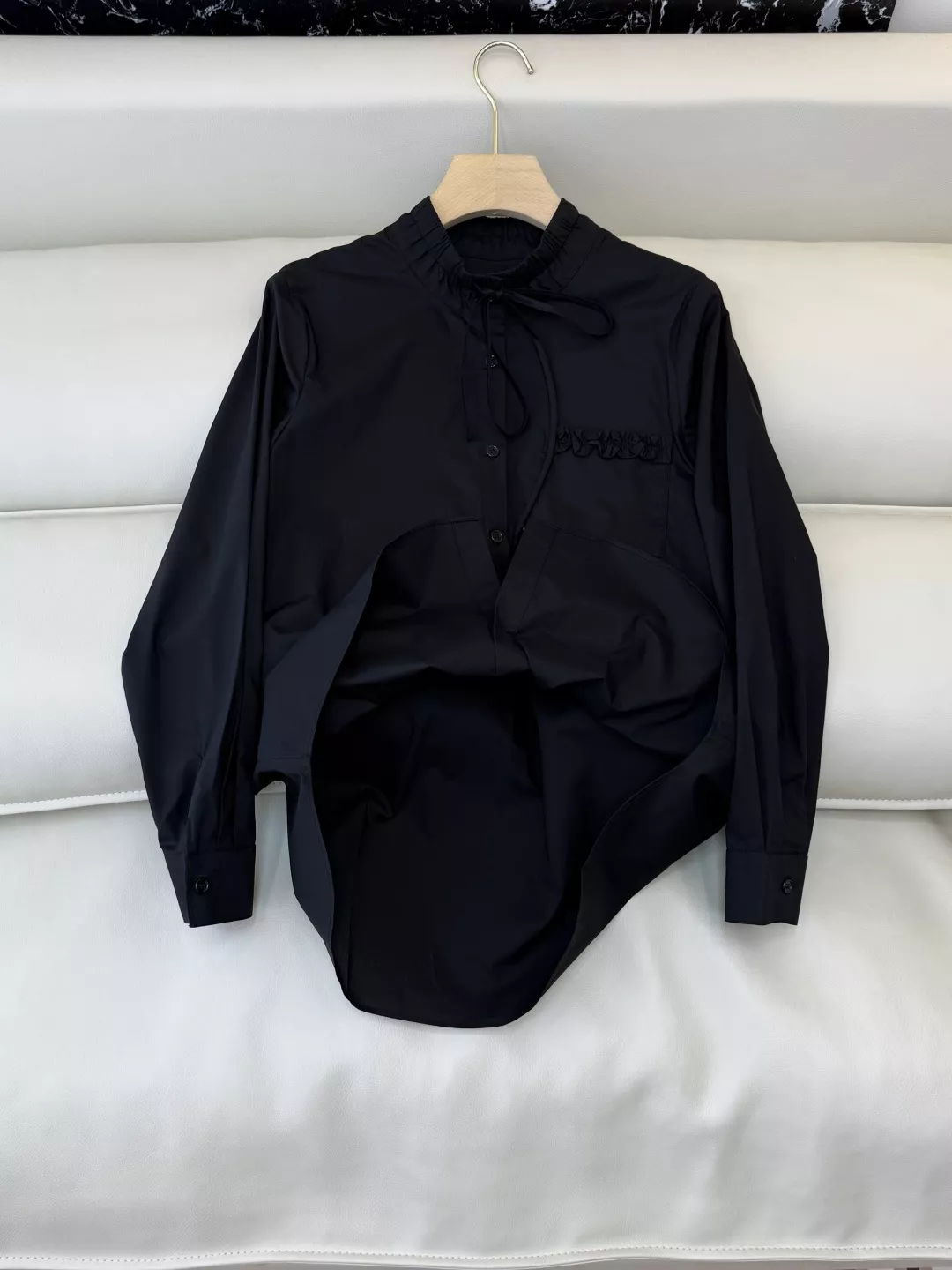 미우미우 리본 디테일 코튼 긴소매 상의 상세 이미지 3
