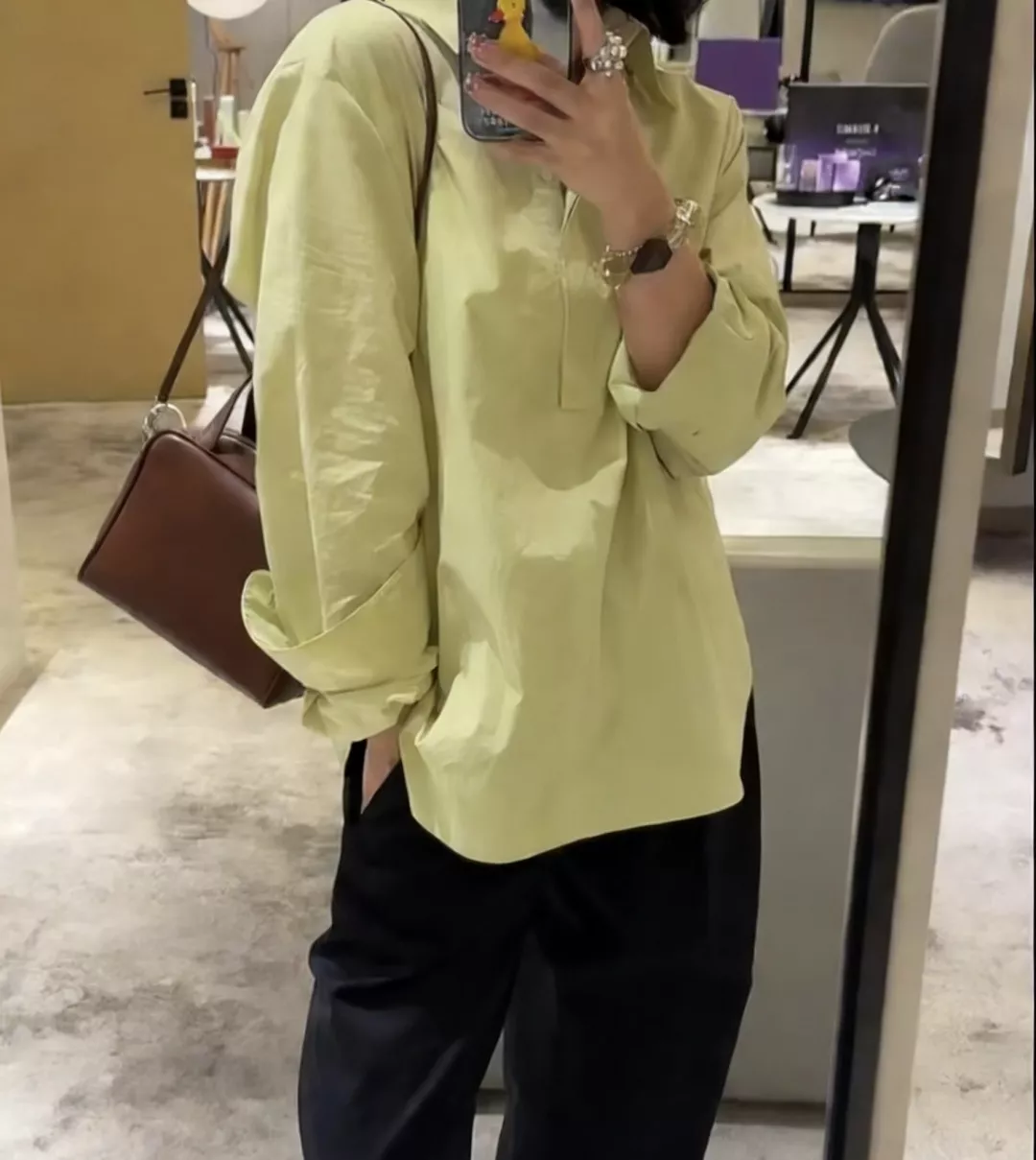 더로우 극简풍 롱슬리브 카라 풀오버 셔츠 상세 이미지 11
