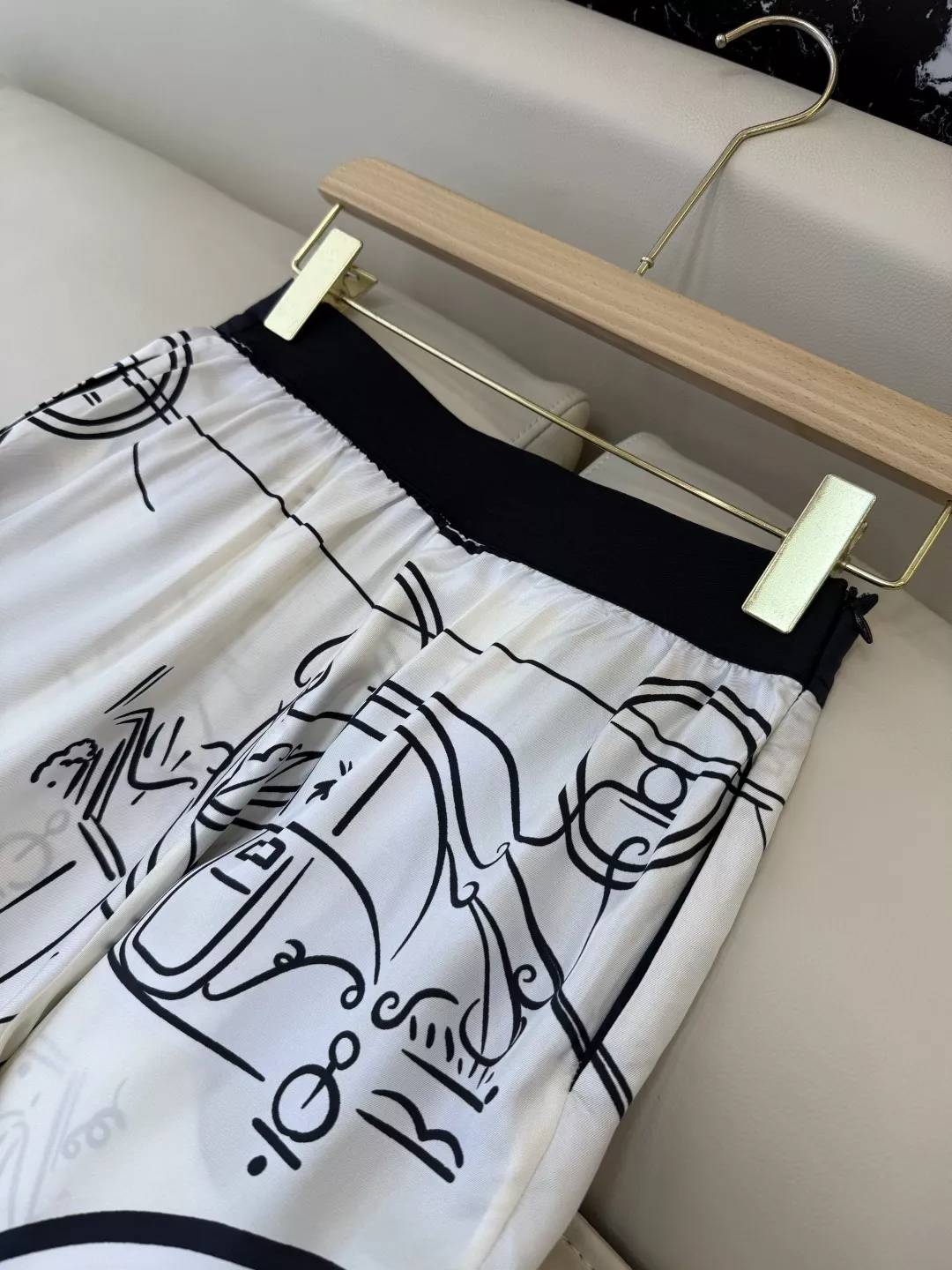 에르메스 프린트 와이드 캐쥬얼 팬츠 상세 이미지 8
