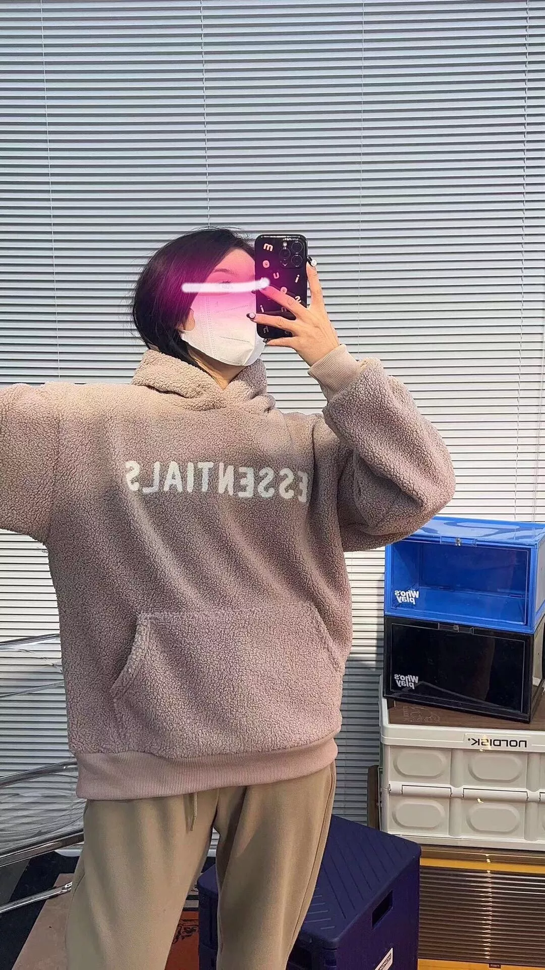 피어오브갓 에센셜 양털 플리스 로고 후드 상세 이미지 13