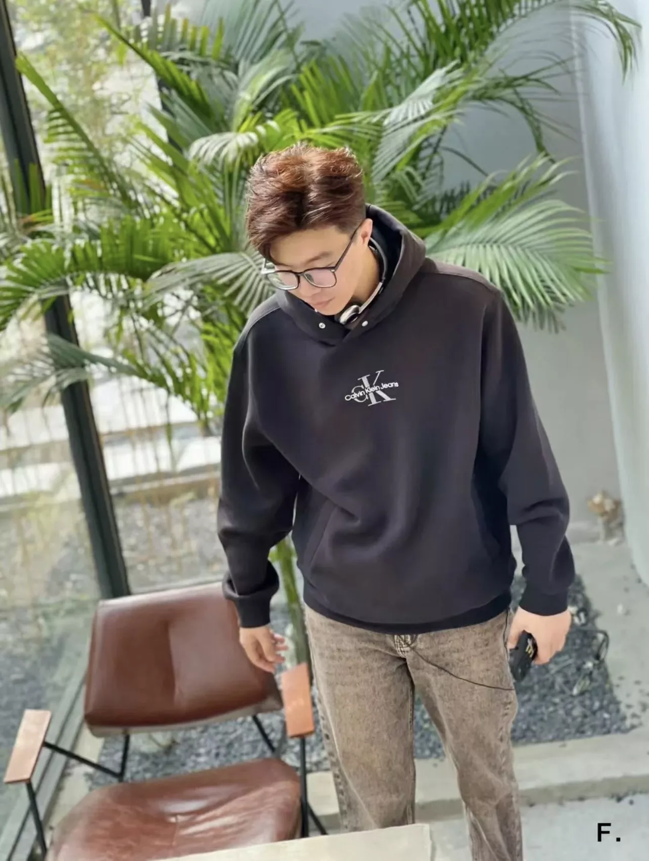 캘빈클라인 CK 자수 로고 기모 후드 상세 이미지 18
