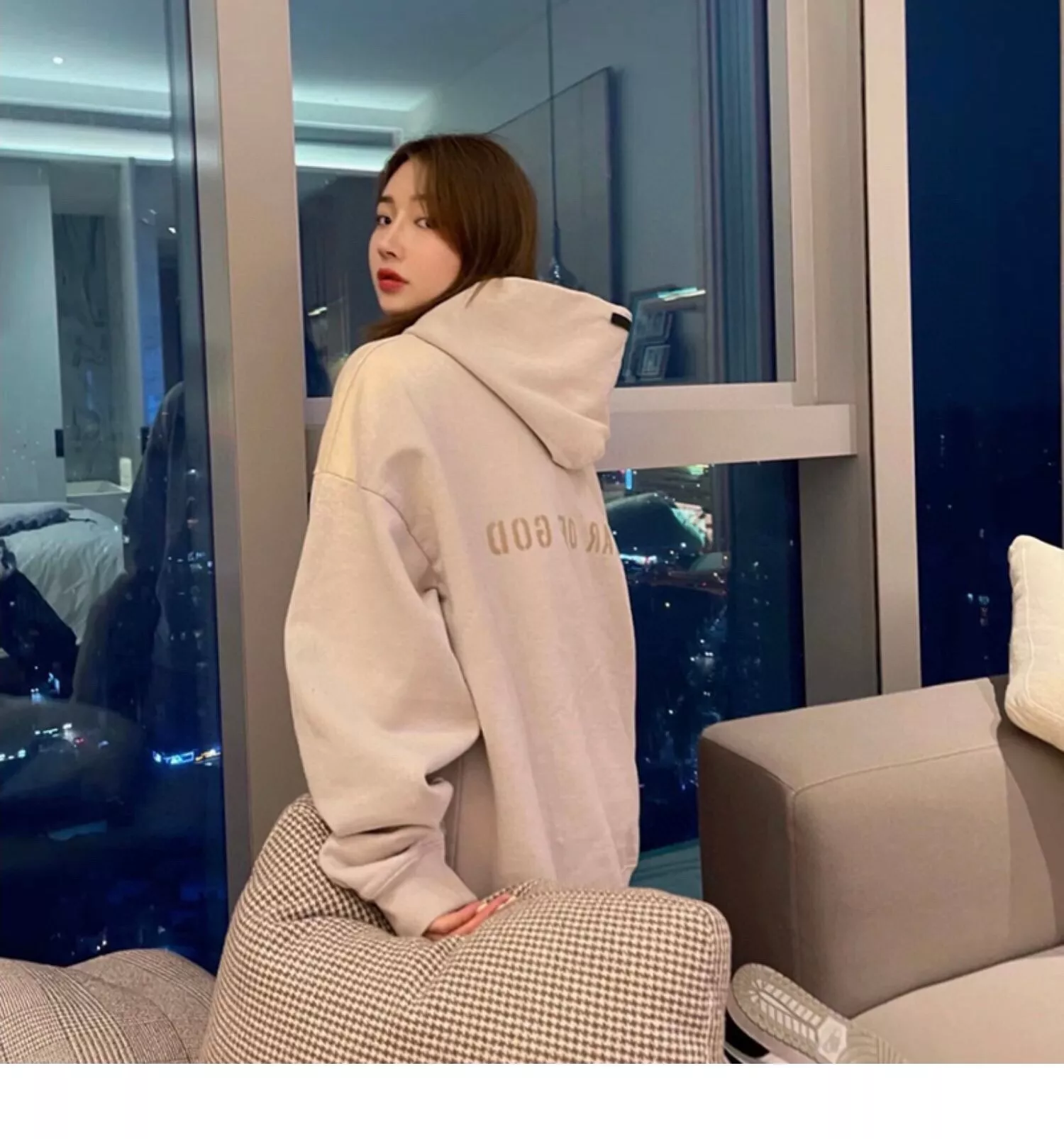 피어오브갓 FG 플로킹 레터링 양털안감 후드 상세 이미지 16