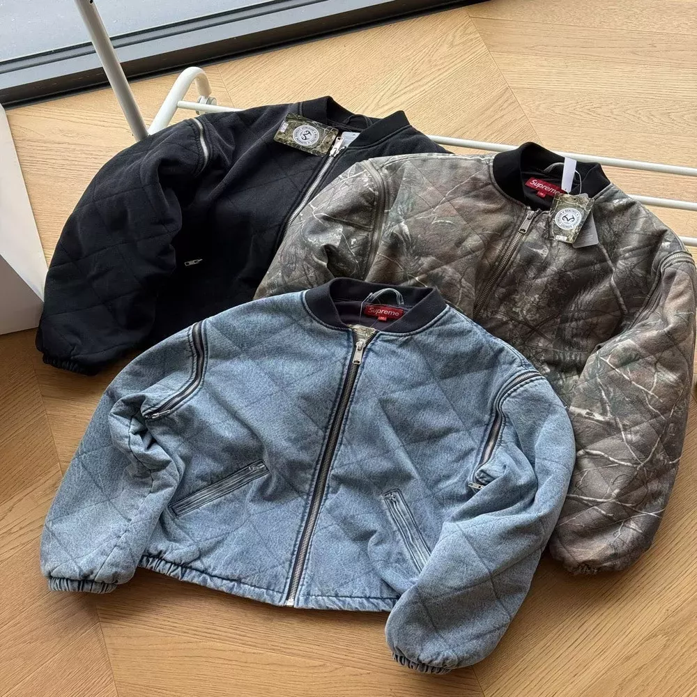 슈프림 FW25 집오프 슬리브 퀼티드 봄버 재킷