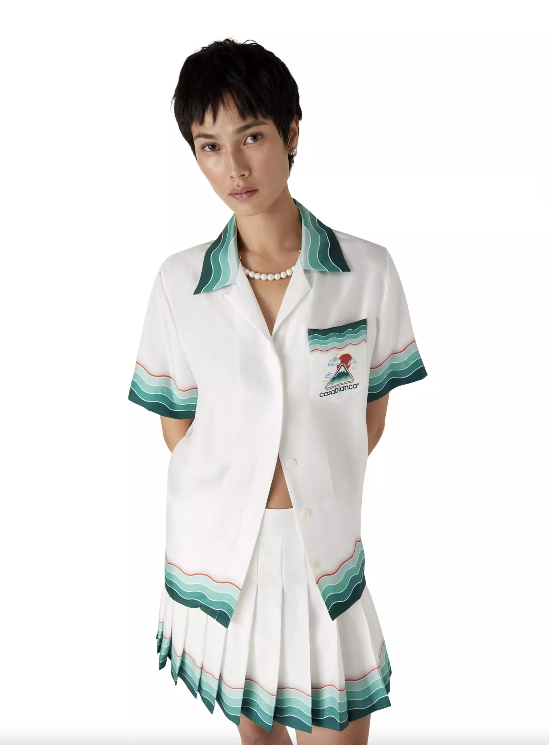 카사블랑카 2025SS 웨이브 그라데이션 플리츠 미니 스커트 상세 이미지 12