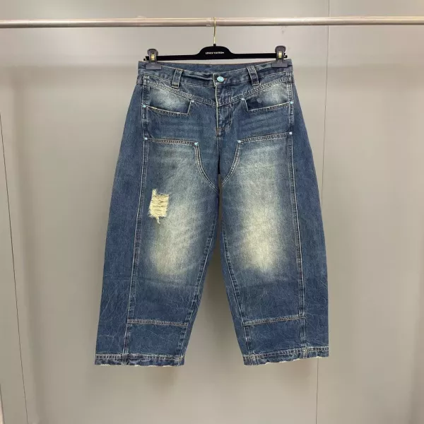 루이비통 24FW 터키석 버튼 공장 데님 롱팬츠