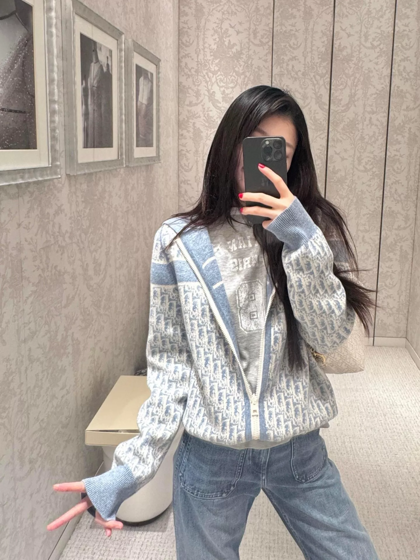 디올 양면 후드 집업 가디건 상세 이미지 19
