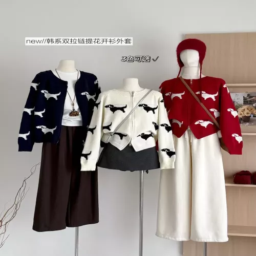 노브랜드 카툰 강아지 자카드 더블지퍼 니트 가디건