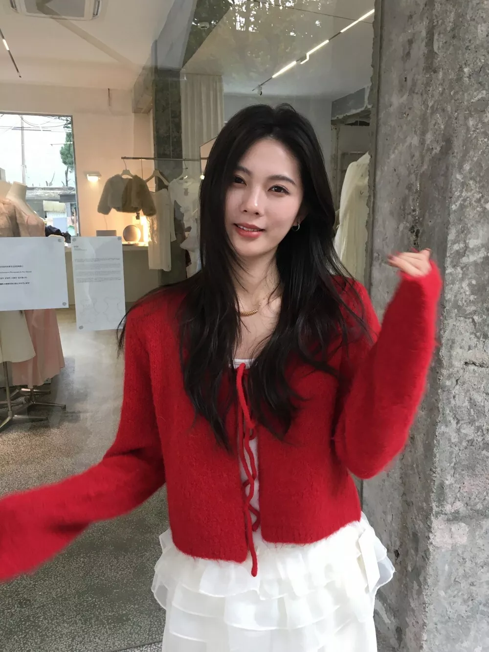 노브랜드 레드 니트 가디건 프릴 나시 2종 세트 상세 이미지 48