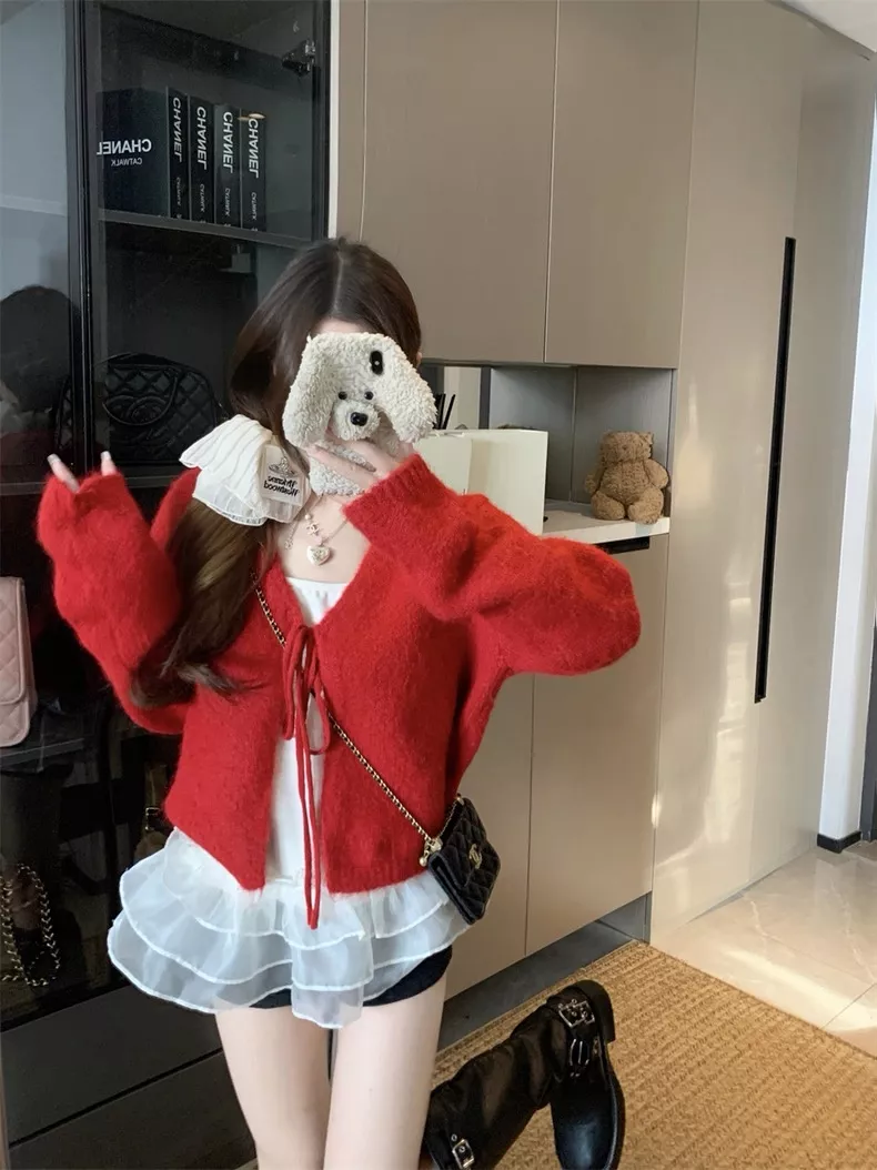 노브랜드 레드 니트 가디건 프릴 나시 2종 세트 상세 이미지 33