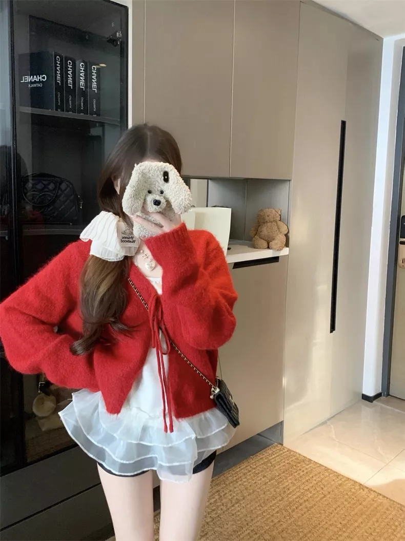 노브랜드 레드 니트 가디건 프릴 나시 2종 세트 상세 이미지 31