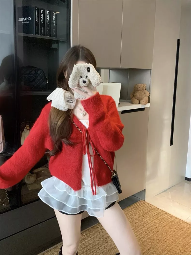 노브랜드 레드 니트 가디건 프릴 나시 2종 세트 상세 이미지 29