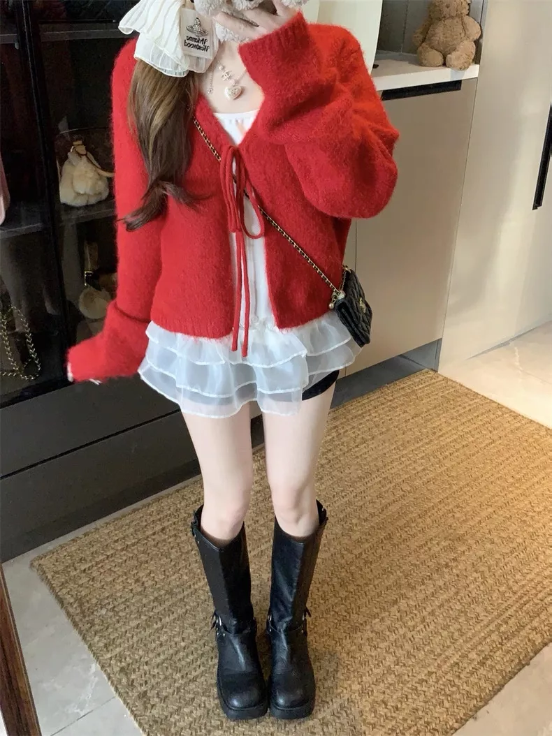 노브랜드 레드 니트 가디건 프릴 나시 2종 세트 상세 이미지 32