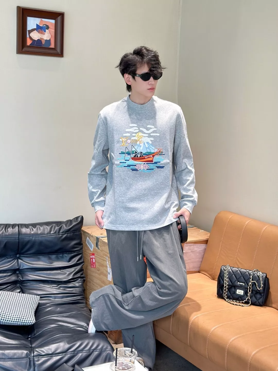 루이비통 25FW 낚시 풍경 자수 긴팔 티셔츠 상세 이미지 18