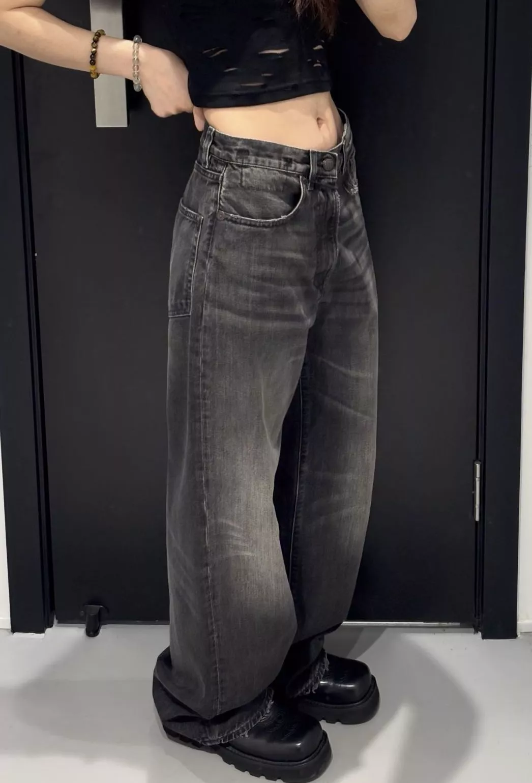 R13 블랙 워싱 하이웨이스트 스트레이트 데님 팬츠 상세 이미지 20
