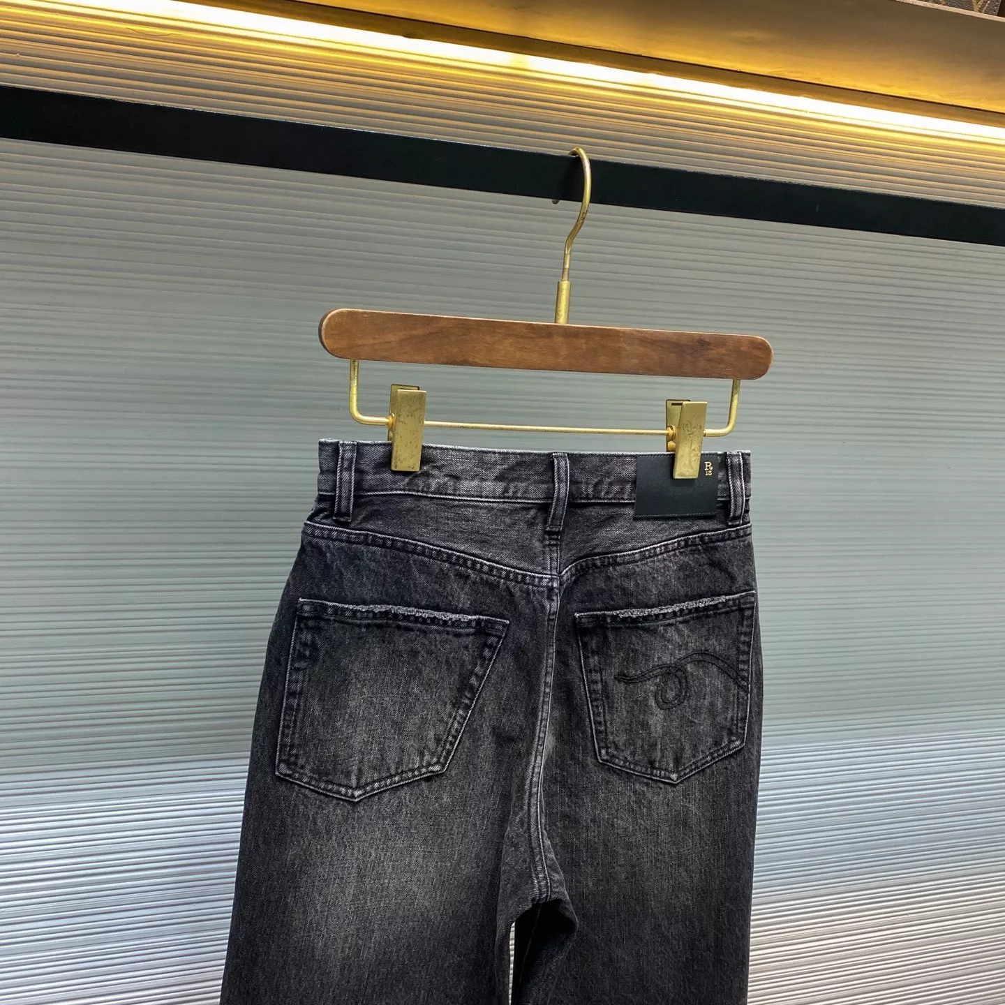 R13 블랙 워싱 하이웨이스트 스트레이트 데님 팬츠 상세 이미지 7