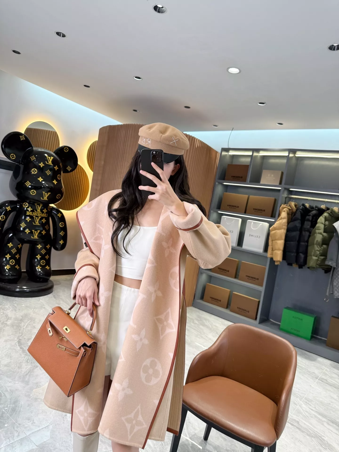 루이비통 모노그램 자카드 후드 벨트 롱 코트 상세 이미지 90