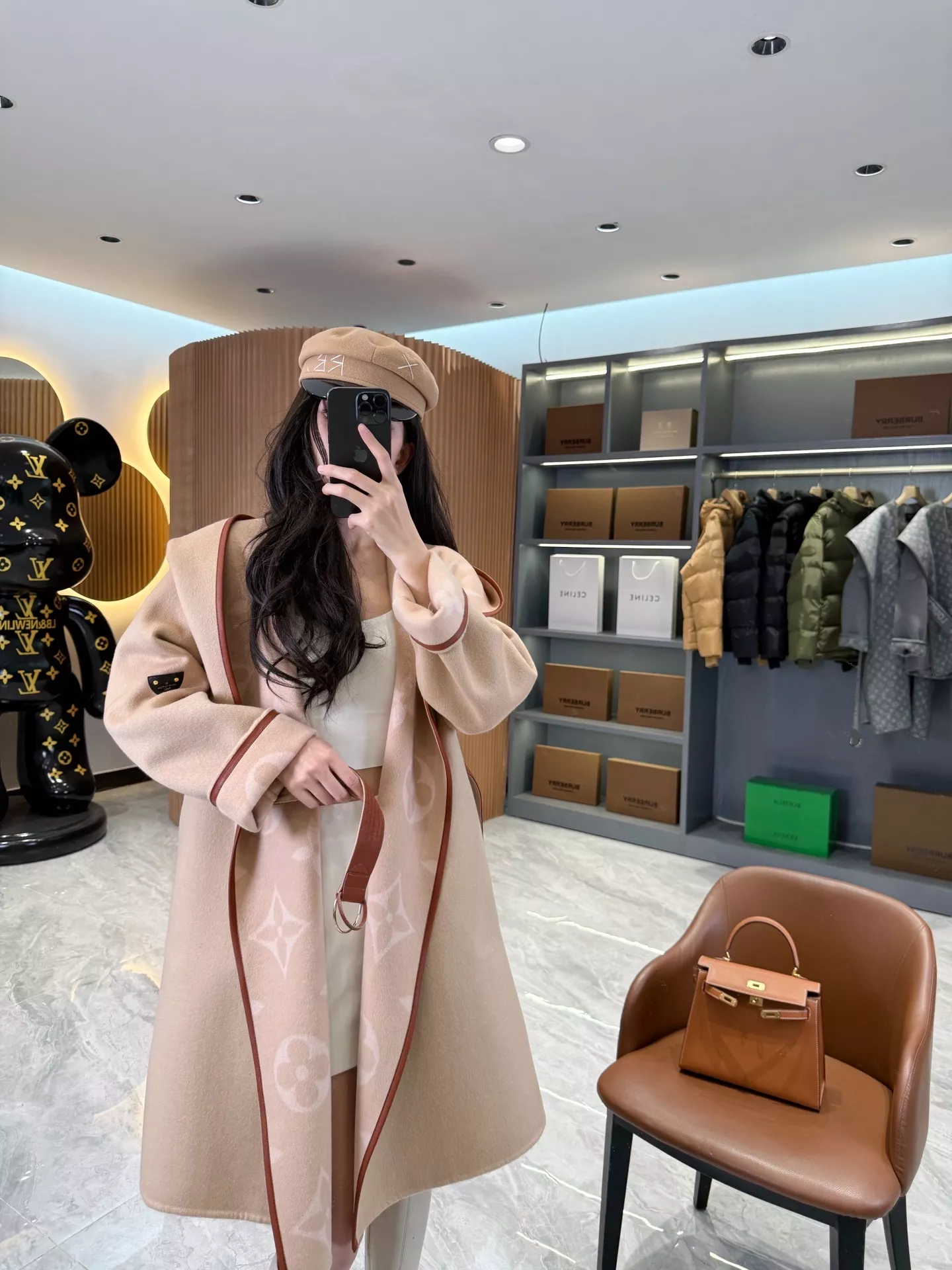 루이비통 모노그램 자카드 후드 벨트 롱 코트 상세 이미지 80