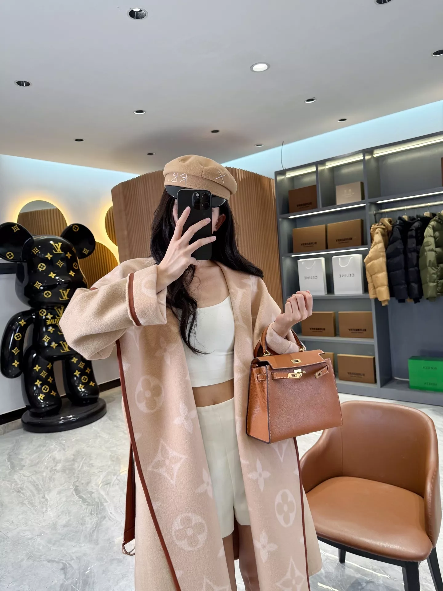 루이비통 모노그램 자카드 후드 벨트 롱 코트 상세 이미지 84