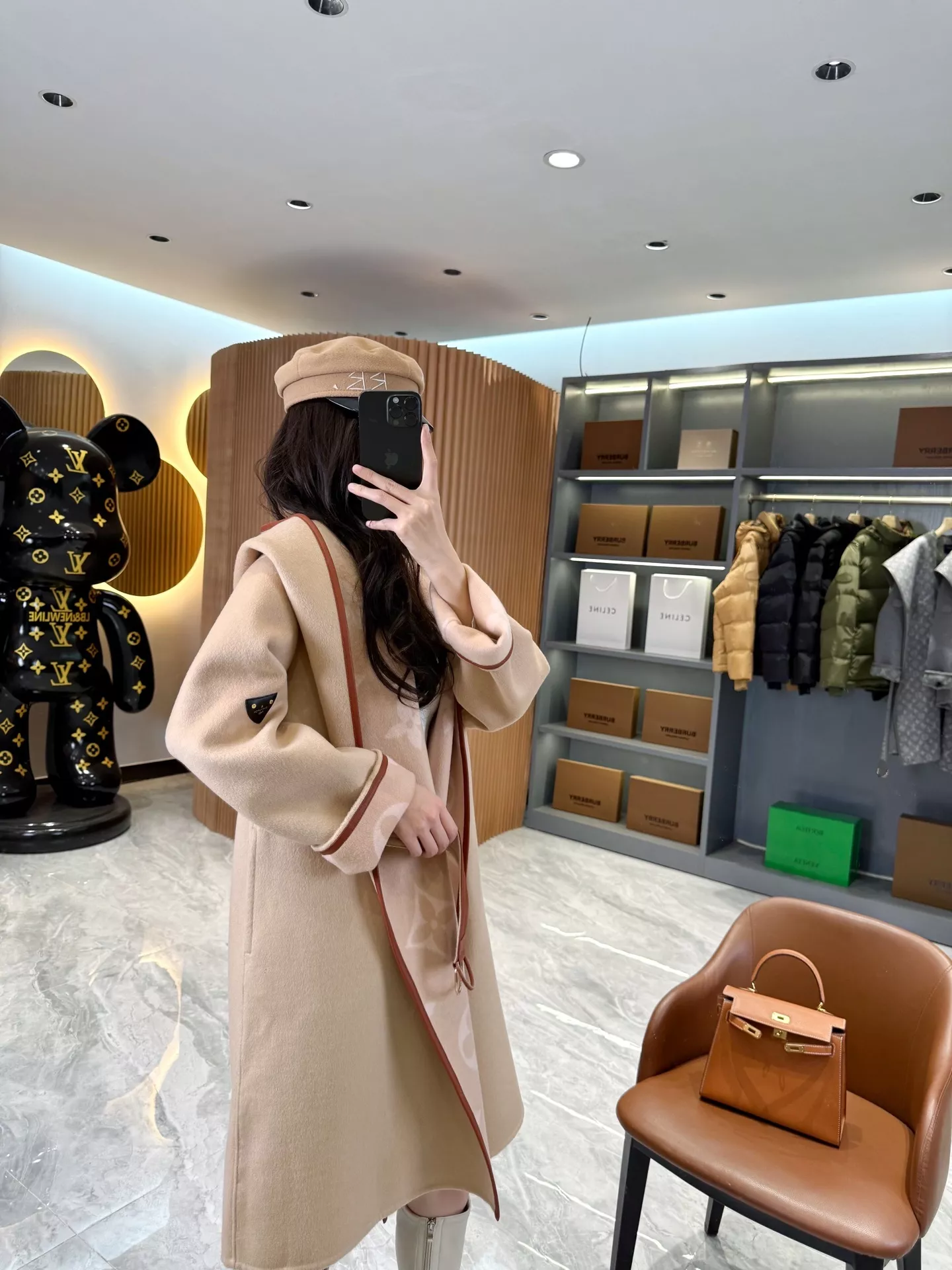 루이비통 모노그램 자카드 후드 벨트 롱 코트 상세 이미지 94