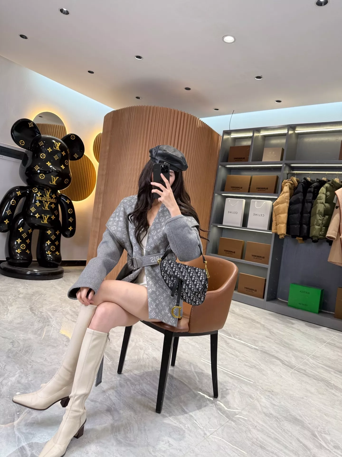 루이비통 모노그램 자카드 후드 랩 코트 상세 이미지 207