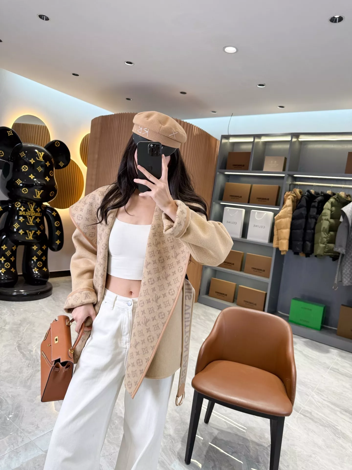 루이비통 모노그램 자카드 후드 랩 코트 상세 이미지 185