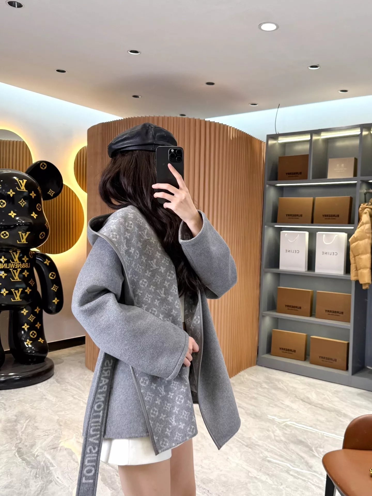 루이비통 모노그램 자카드 후드 랩 코트 상세 이미지 174