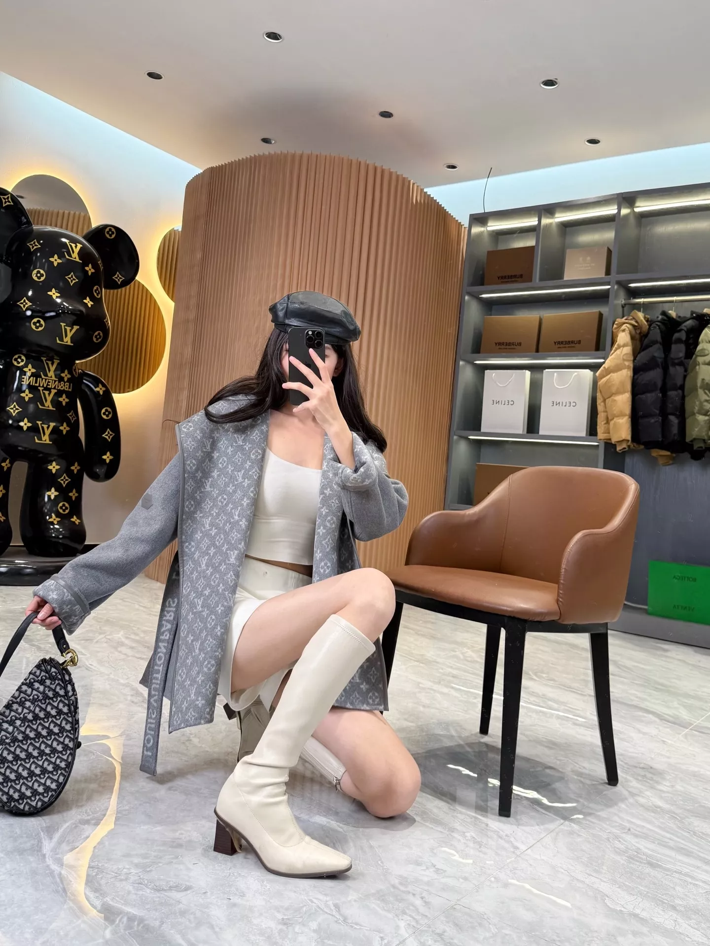 루이비통 모노그램 자카드 후드 랩 코트 상세 이미지 168