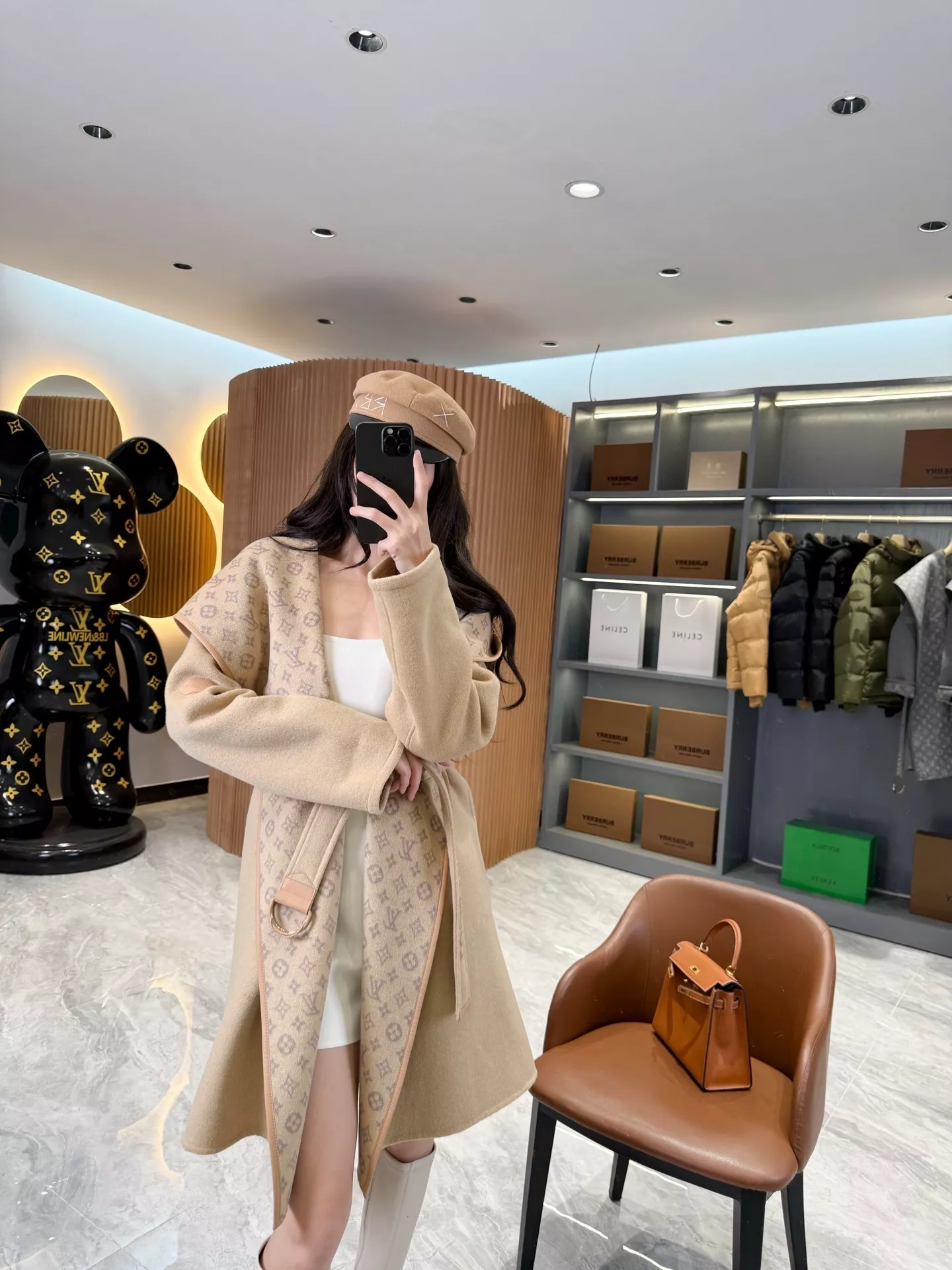루이비통 모노그램 자카드 후드 랩 코트 상세 이미지 194