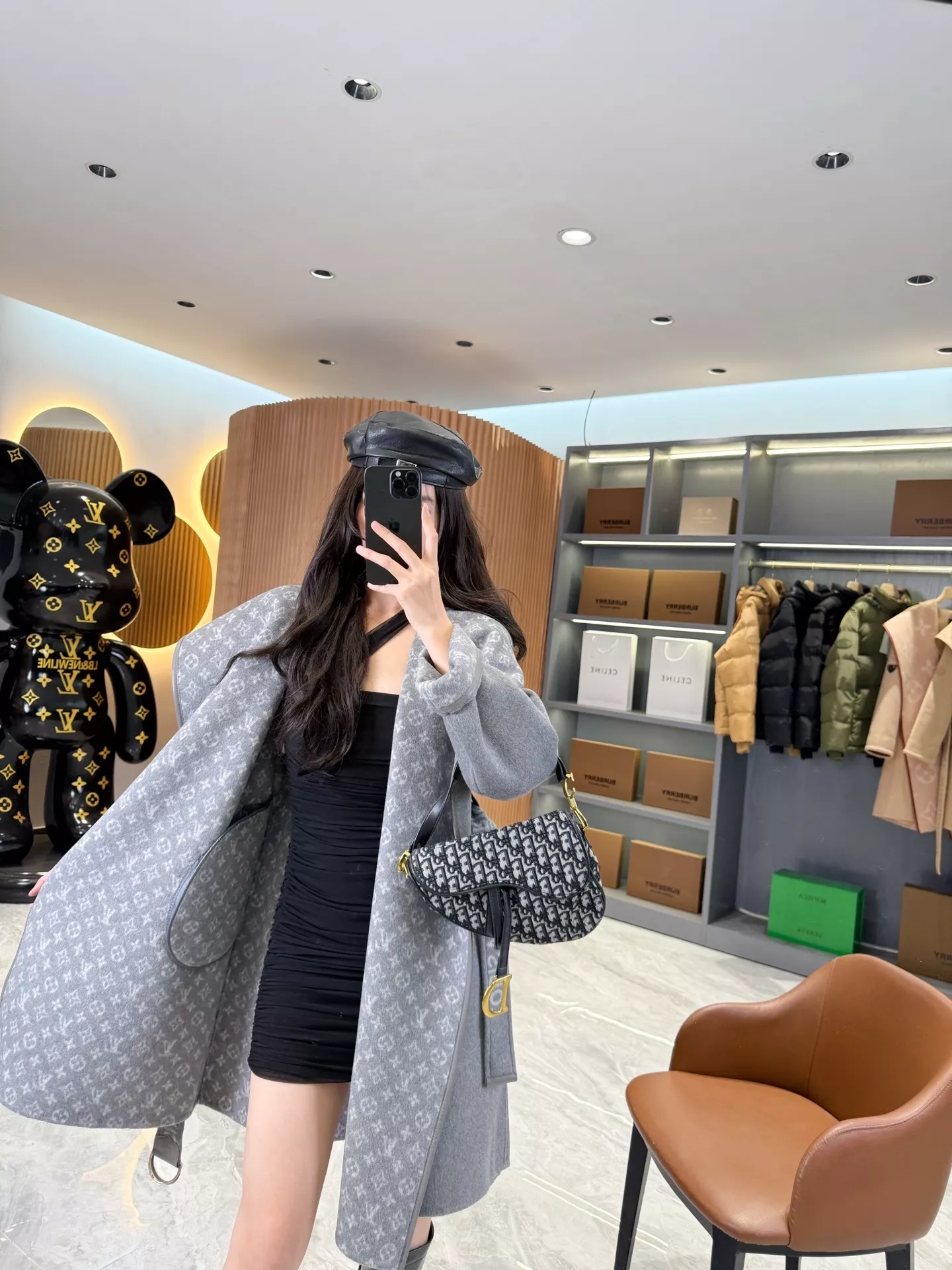 루이비통 모노그램 자카드 후드 랩 코트 상세 이미지 183
