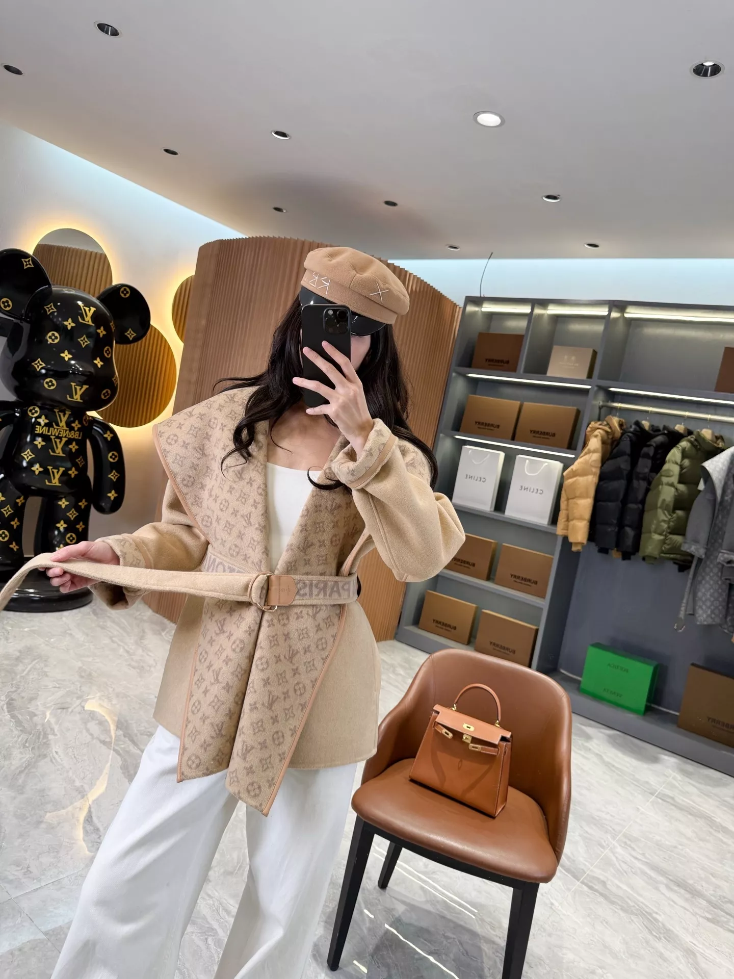 루이비통 모노그램 자카드 후드 랩 코트 상세 이미지 192