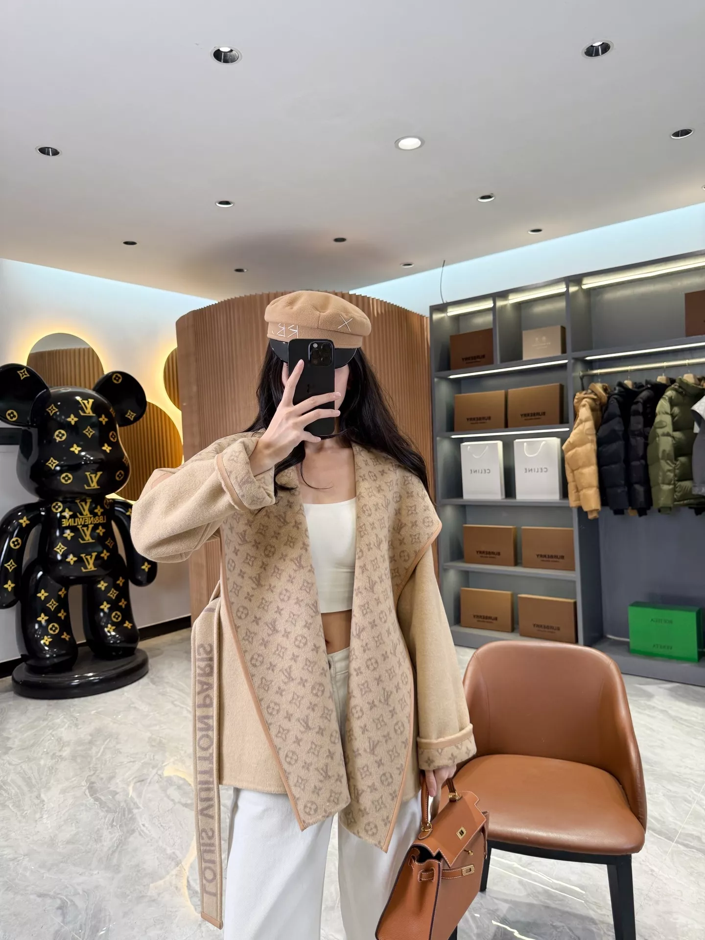 루이비통 모노그램 자카드 후드 랩 코트 상세 이미지 190