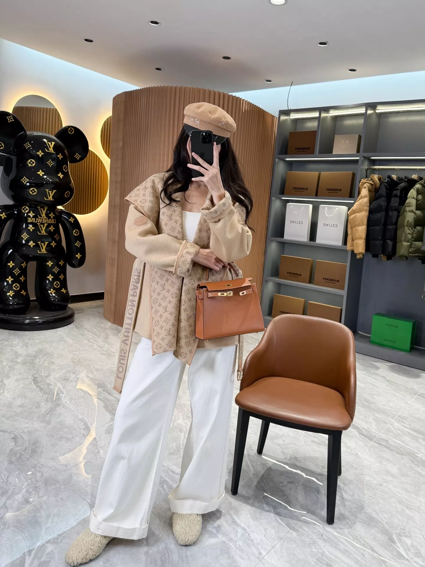루이비통 모노그램 자카드 후드 랩 코트 상세 이미지 187