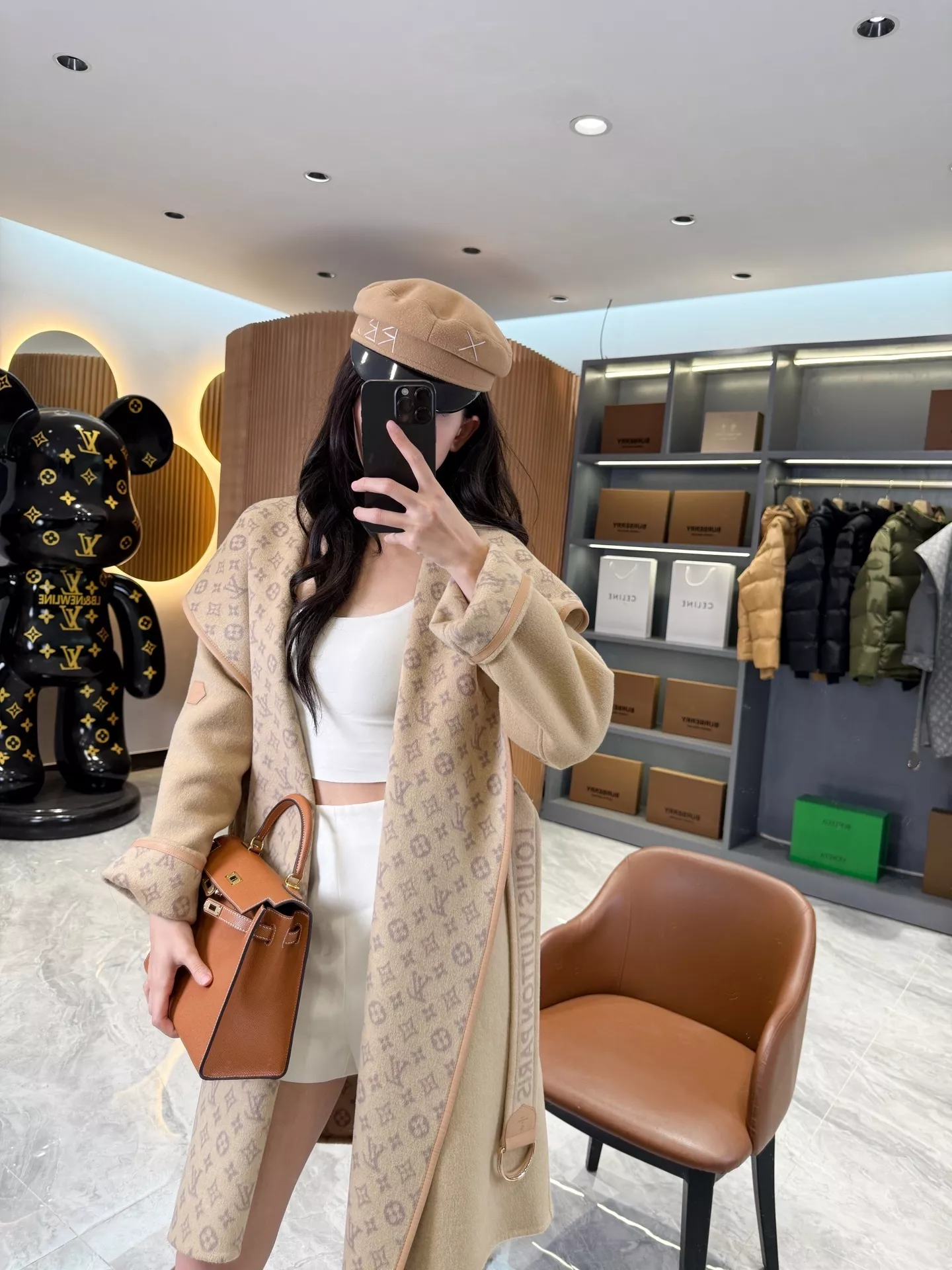 루이비통 모노그램 자카드 후드 랩 코트 상세 이미지 209