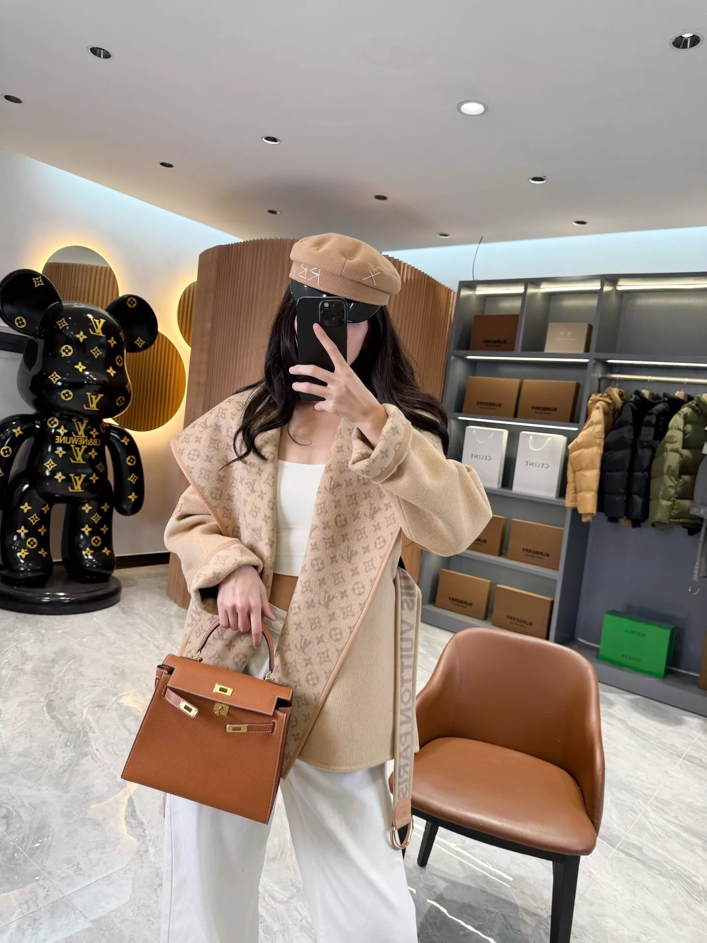 루이비통 모노그램 자카드 후드 랩 코트 상세 이미지 191