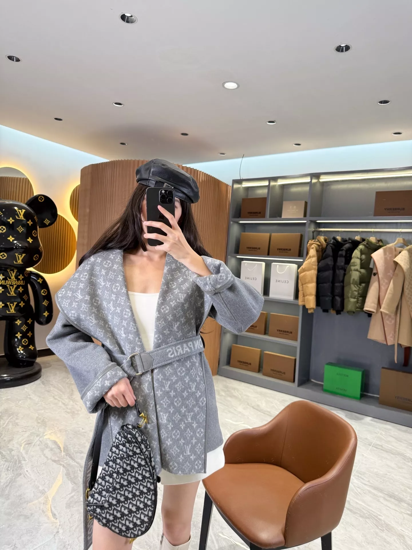 루이비통 모노그램 자카드 후드 랩 코트 상세 이미지 170