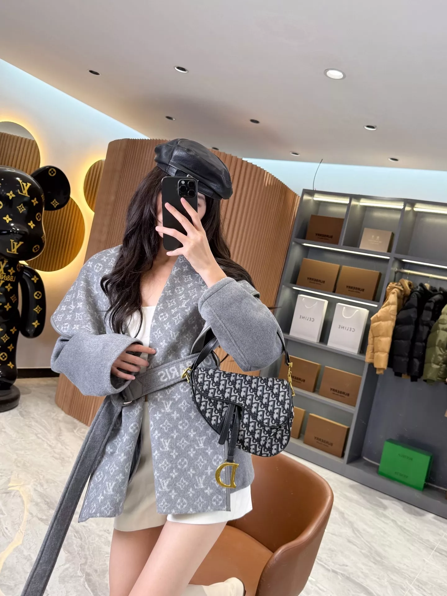 루이비통 모노그램 자카드 후드 랩 코트 상세 이미지 175