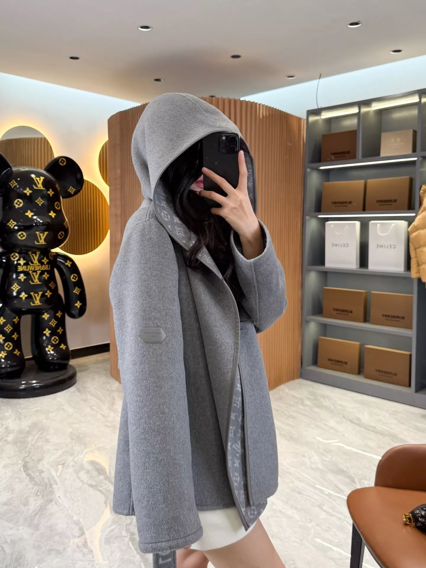 루이비통 모노그램 자카드 후드 랩 코트 상세 이미지 206