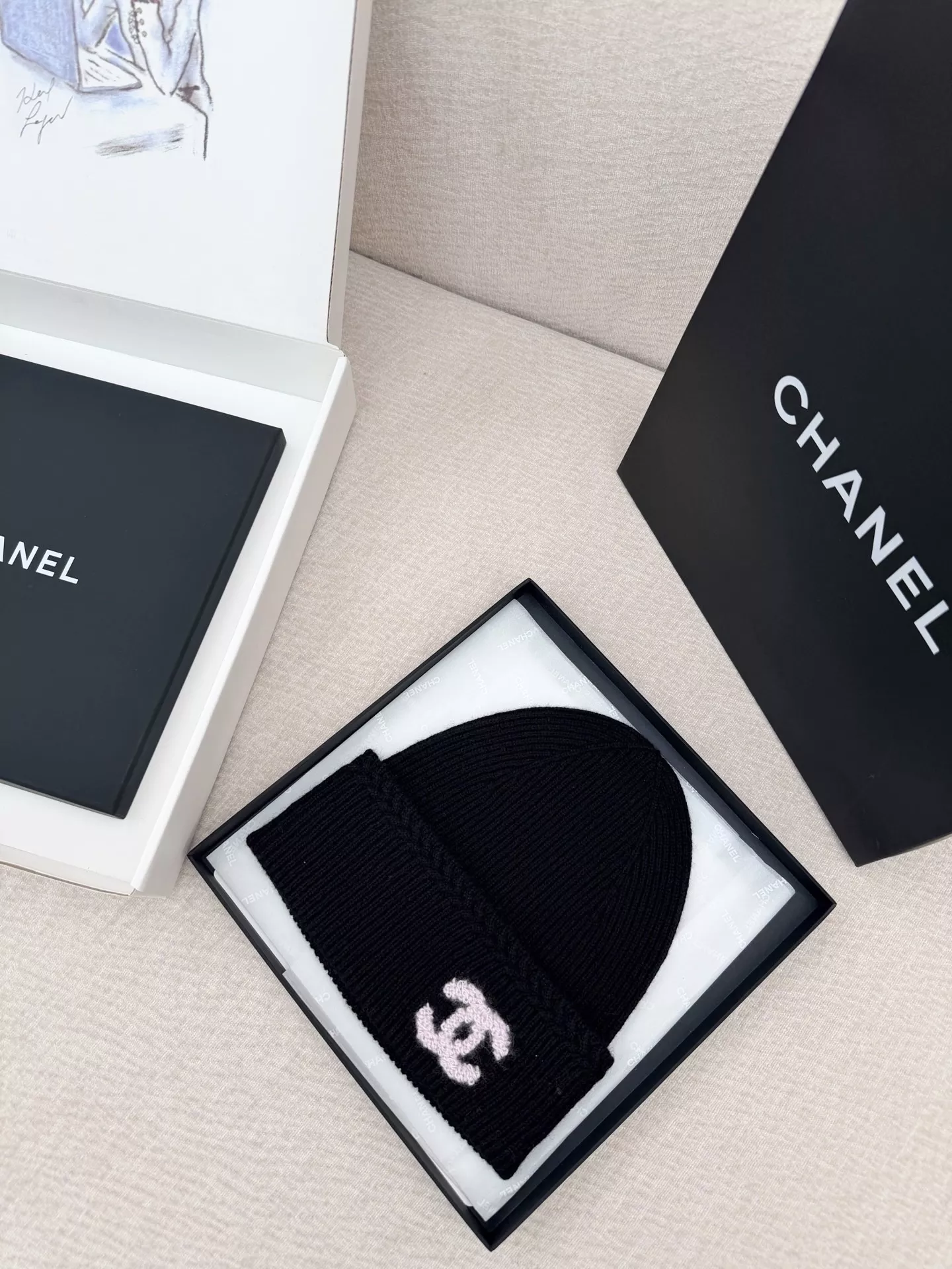 샤넬 더블C 로고 캐시미어 실크 니트 비니 상세 이미지 2