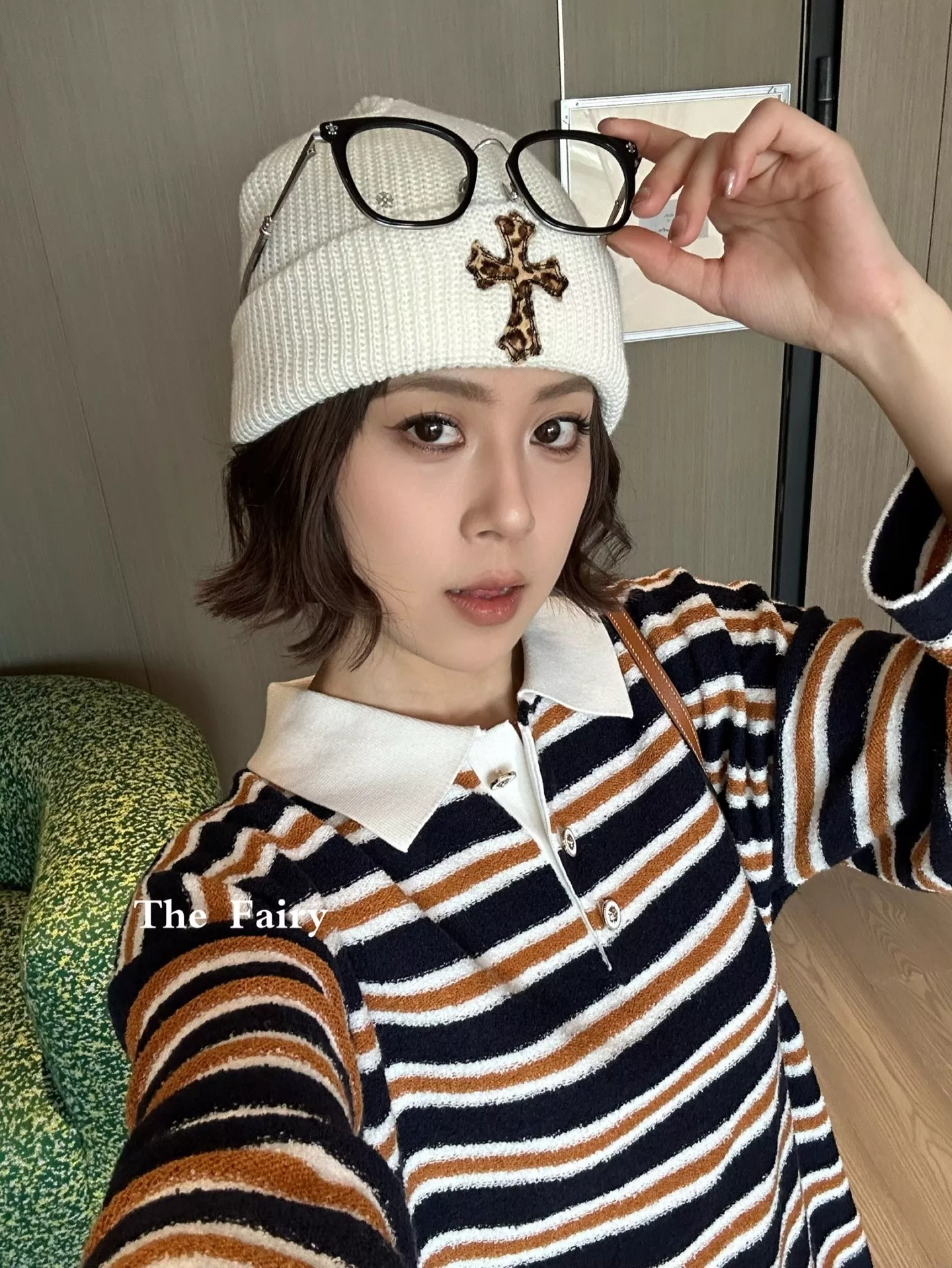 크롬하츠 레오파드 십자가 패치 울 니트 비니 상세 이미지 16