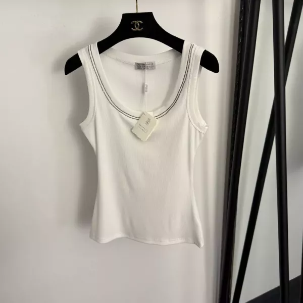 브루넬로쿠치넬리 비즈 체인 라운드넥 슬림핏 탱크탑