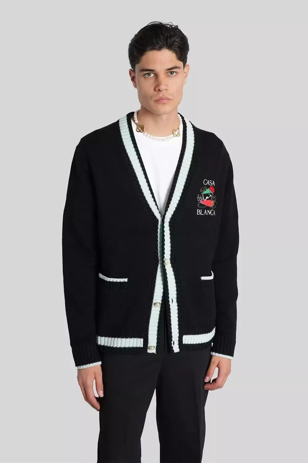 카사블랑카 스노우 마운틴 자수 니트 가디건 상세 이미지 11