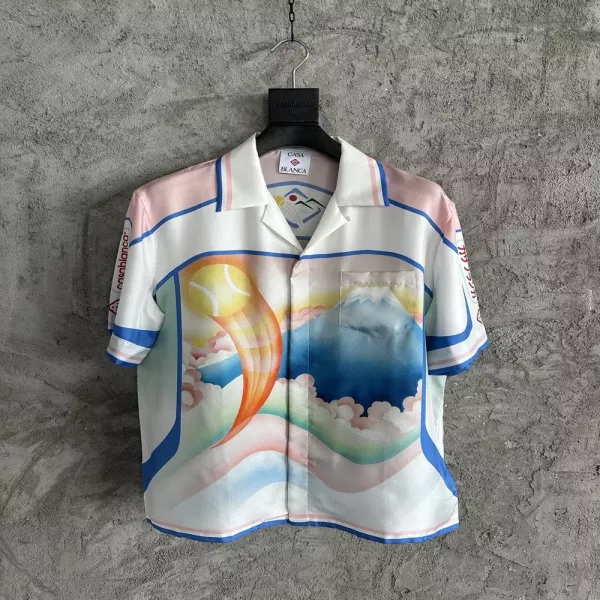 카사블랑카 2025SS 화산 그래픽 실크 반소매 셔츠