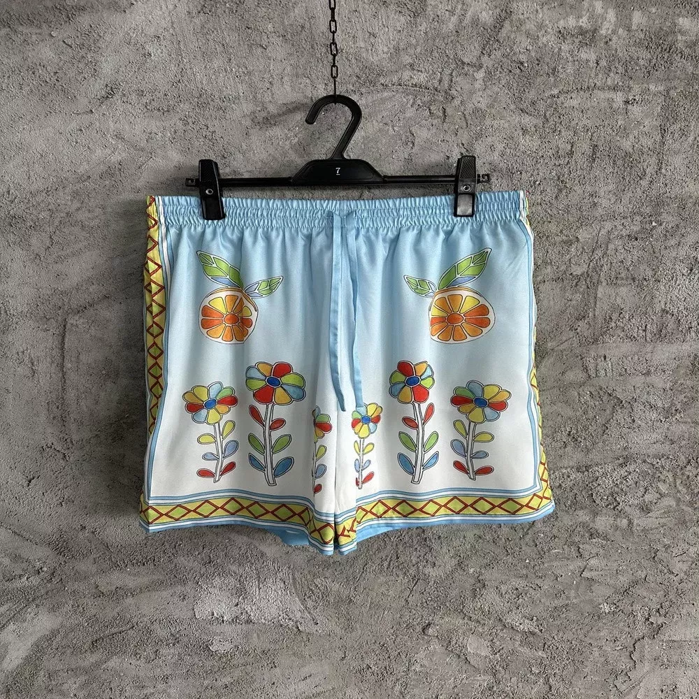 카사블랑카 2024SS 선플라워 프린트 실크 쇼츠